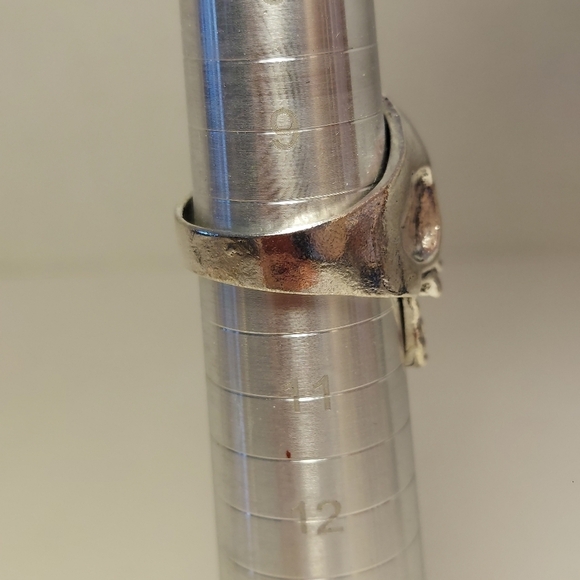 Skull Ring Silver Tone Red Rhinestone Eyes Size 10 Gothic Punk Biker Jewelry - Picture 4 of 10